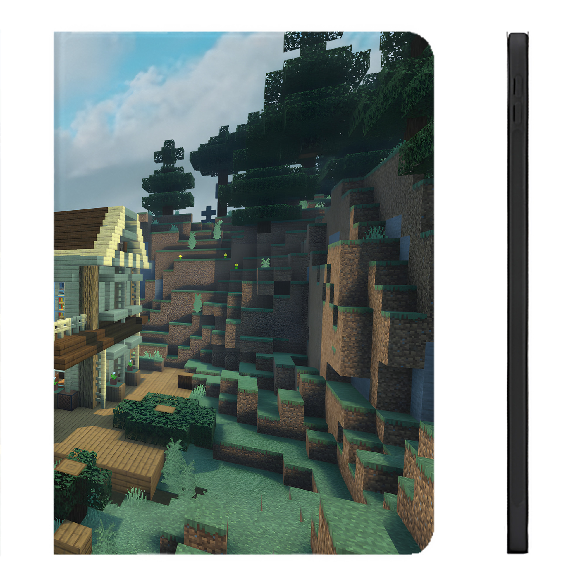 （画像用） マインクラフト ブロックの世界 Minecraft MC Block world IPadケース ペンホルダー付き ブックスタイルデザイン